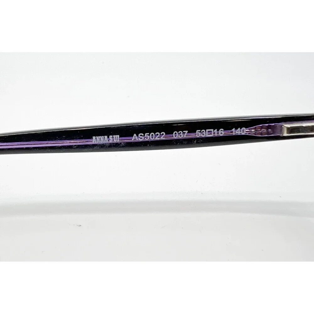 Anna Sui Eyeglasses Womens Black Purple Cat Eye AS5022 037 53-16-140 53mm